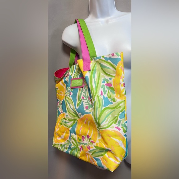 Lilly Pulitzer Tote‎ Bag  For Estee Lauder Pink Blue Yellow Green Lemon Beach - Picture 2 of 11